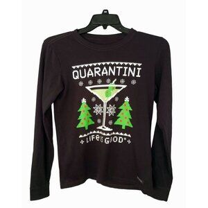 Life is Good Quarantini Crusher Tee Shirt Martini Christmas Womens Size S